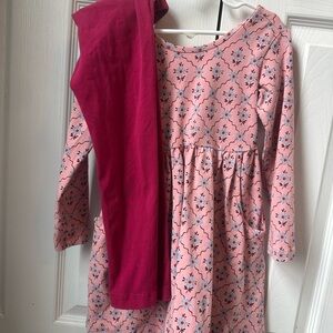 Hanna Andersson Pink Floral Dress with Leggings
